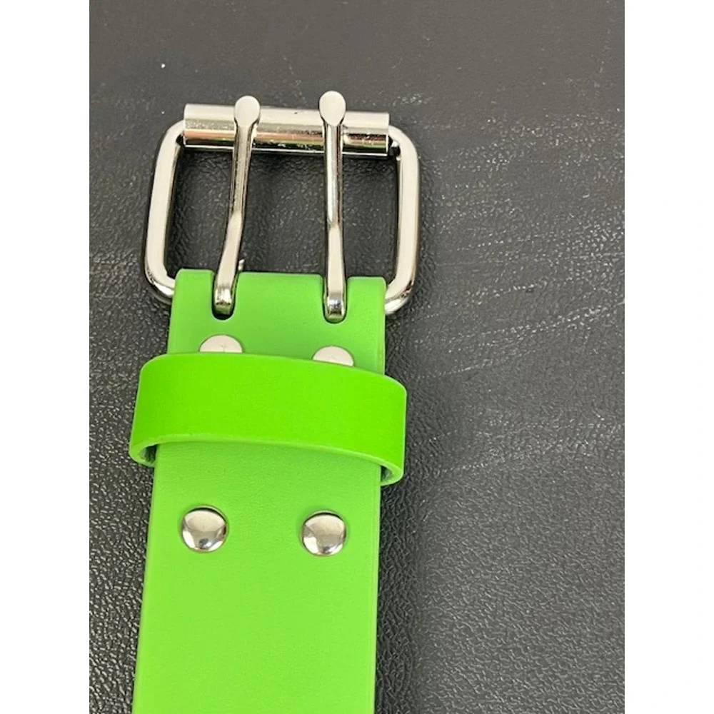 Y2K Retro Neon Green Moto Belt with Metal Grommet Accents‎ Size 2XL